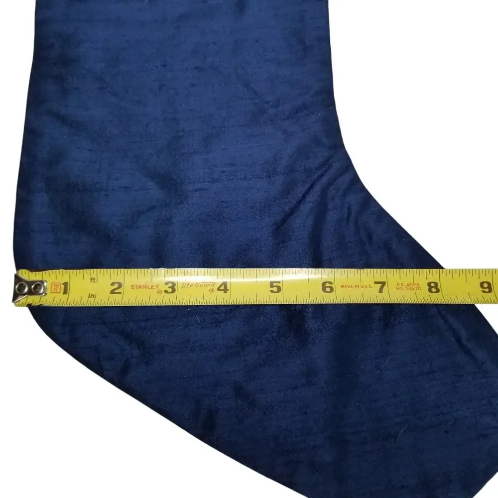Christmas Stocking 90% Silk 10% Lurex Navy Blue Cream 18